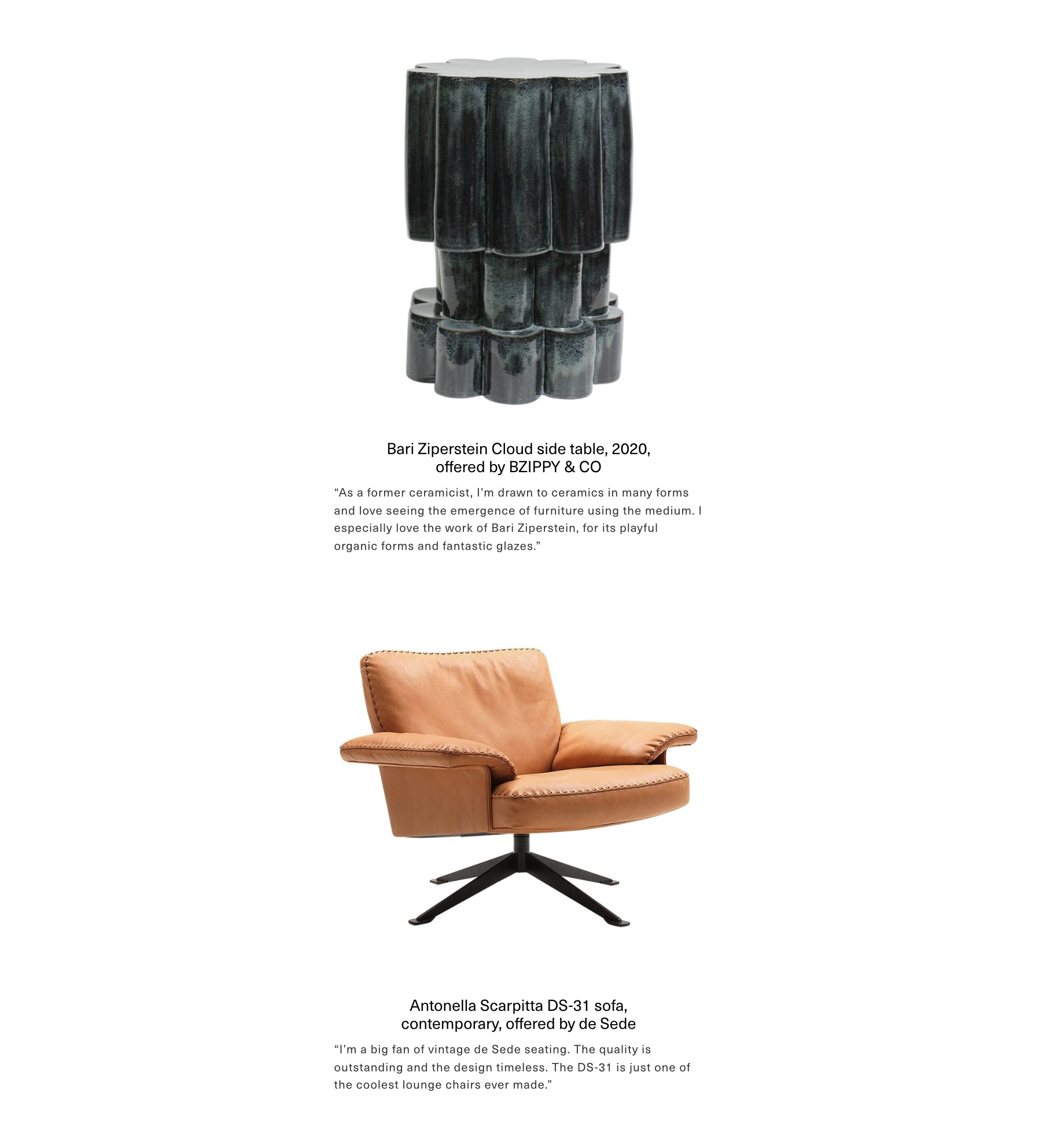 Bari Ziperstein Cloud ceramic side table selected by Mark Cravotta for 1stDibs Introspective, Cravotta Interiors
