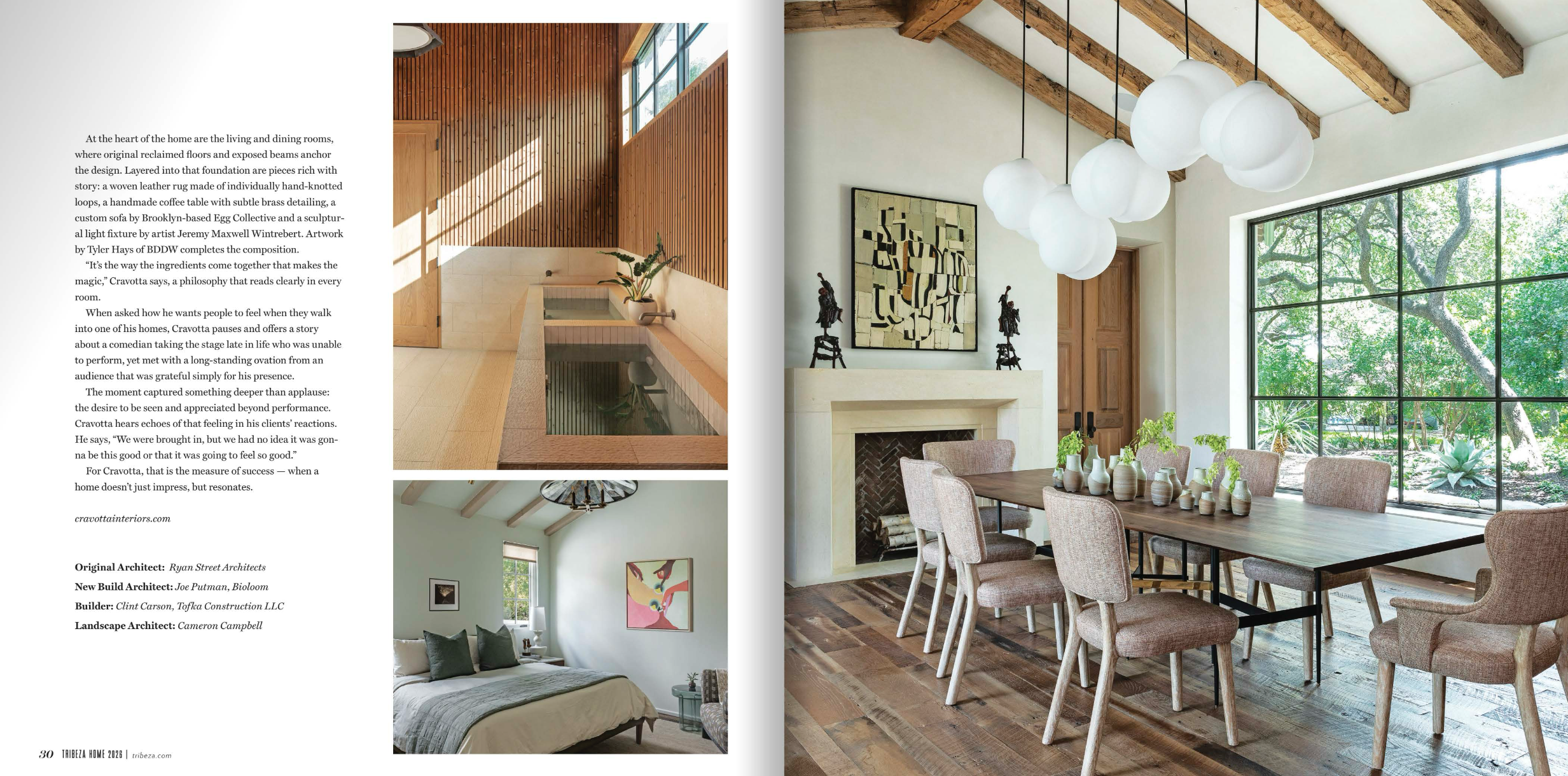 West Austin residence recovery room cold plunges, guest bedroom, and dining room by Cravotta Interiors, featured in Tribeza, photo by Antoine Bootz