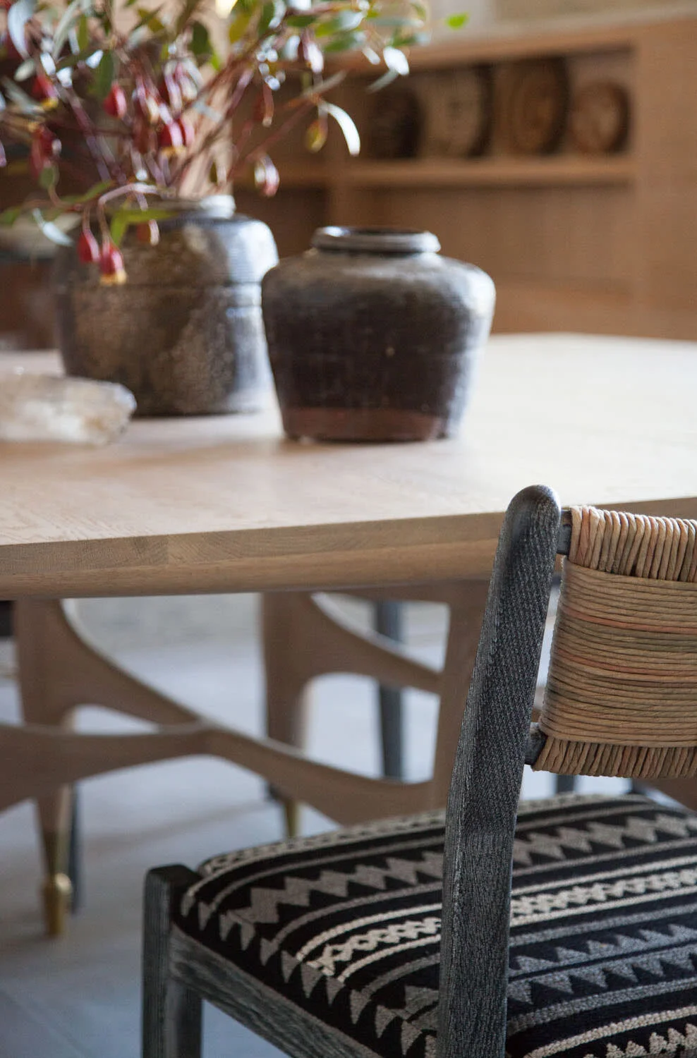  Dining table and chair detail in the Rocky River residence, designed by Mark Cravotta. 