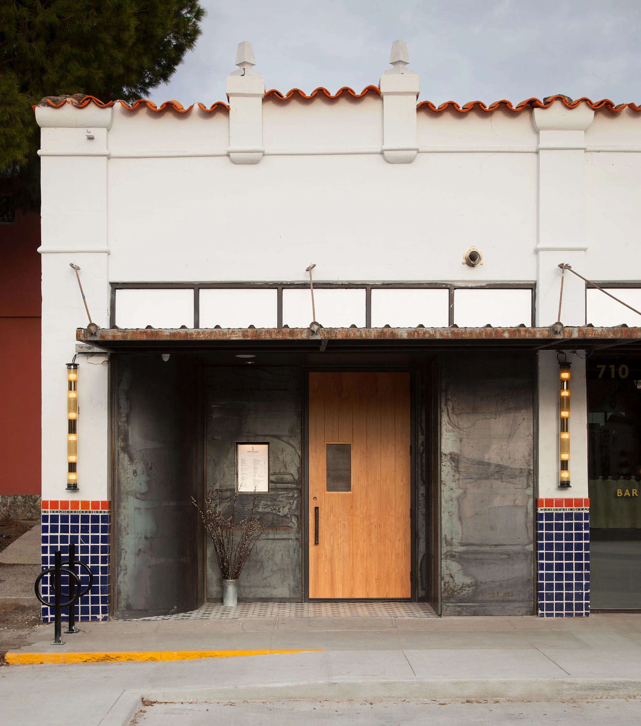  Exterior of the historic Maverick Restaurant building in San Antonio, designed by Mark Cravotta. 