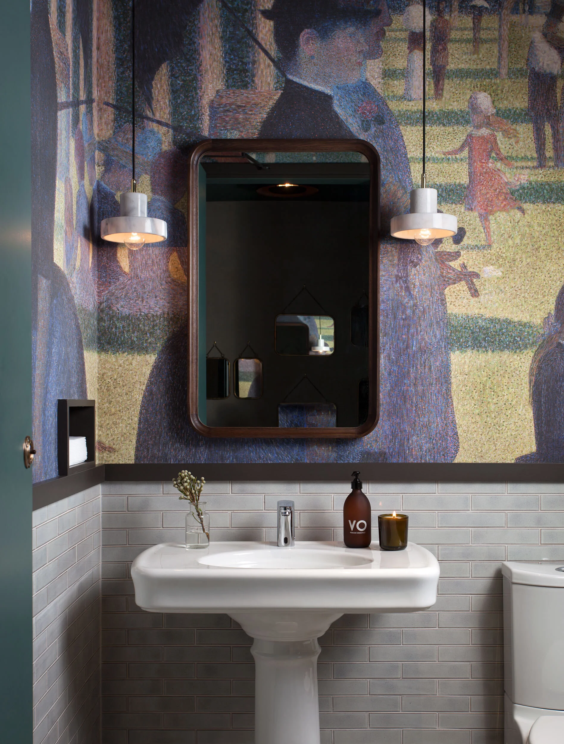  Romantic, textured restroom in the Maverick Restaurant, San Antonio, by Cravotta Interiors. 