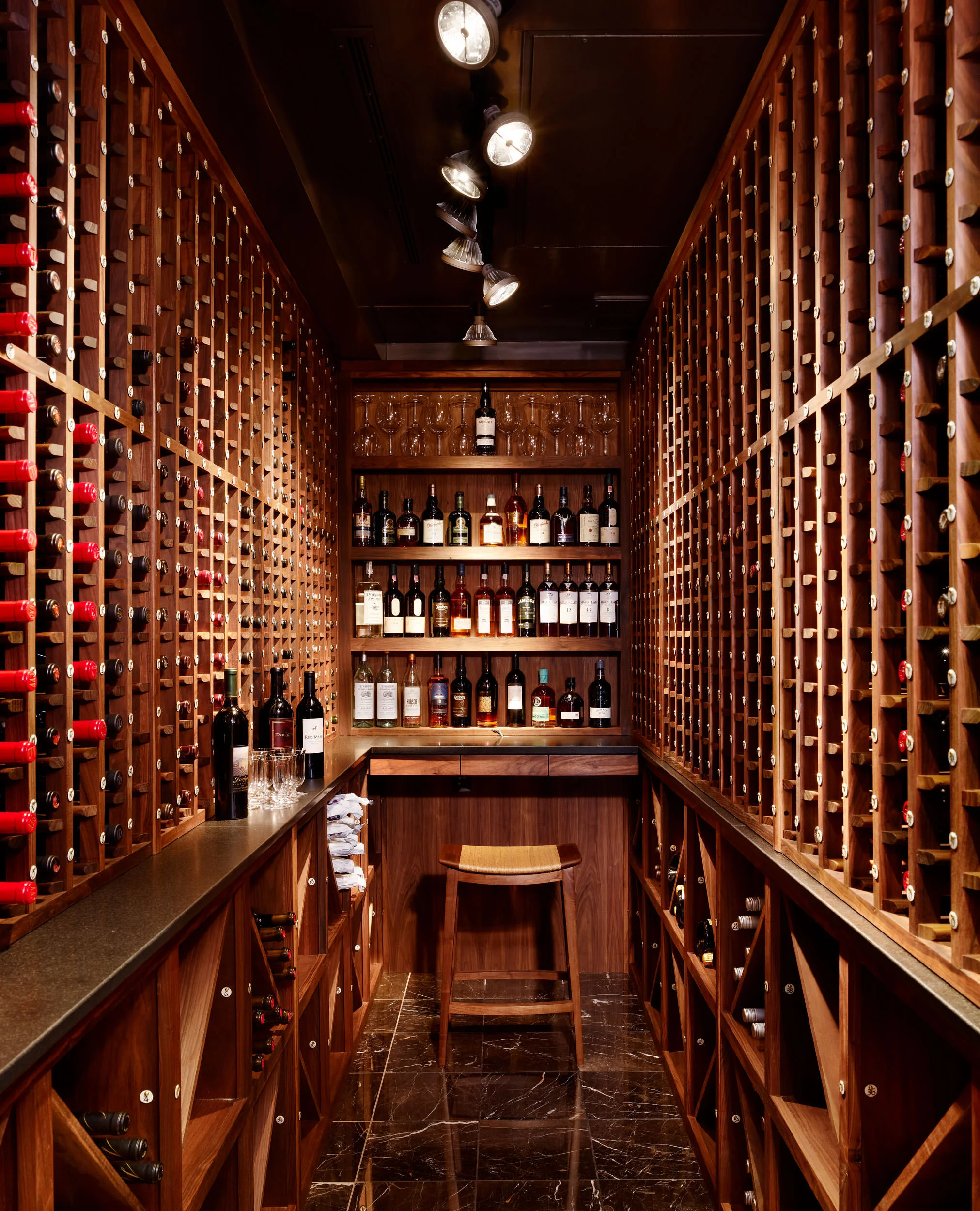  Wine room in the Four Seasons Penthouse, Austin, by Cravotta Interiors. 