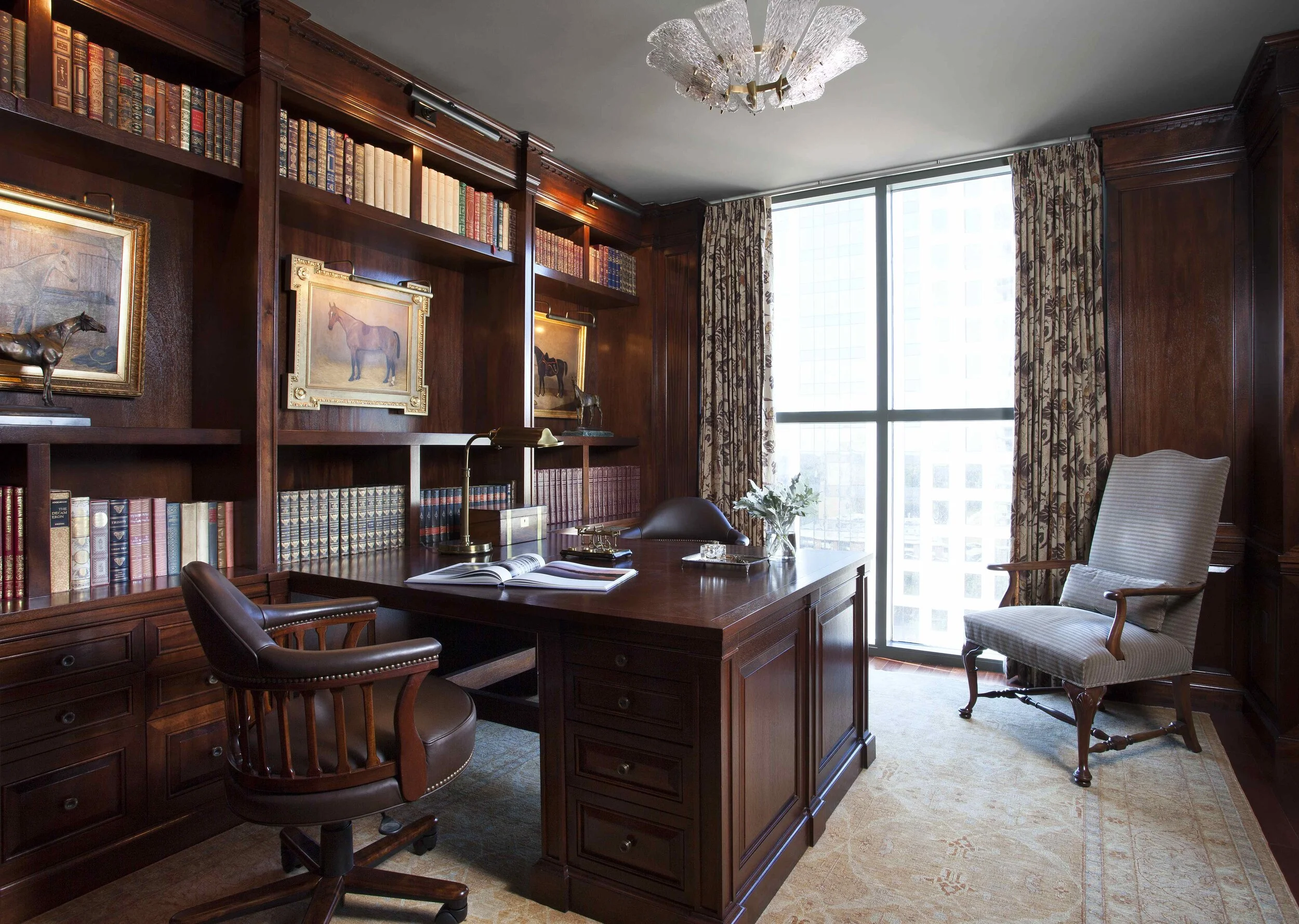 Traditional mahogany-paneled office at Northumberland by Cravotta Interiors. 