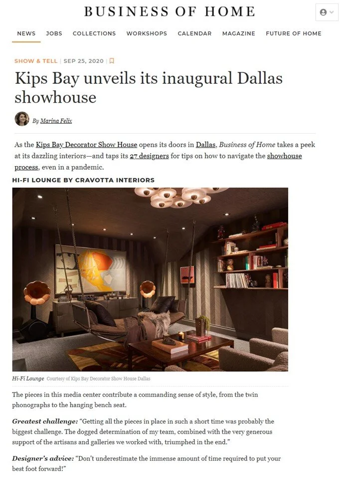 Business of Home - Kips Bay Cravotta Interiors