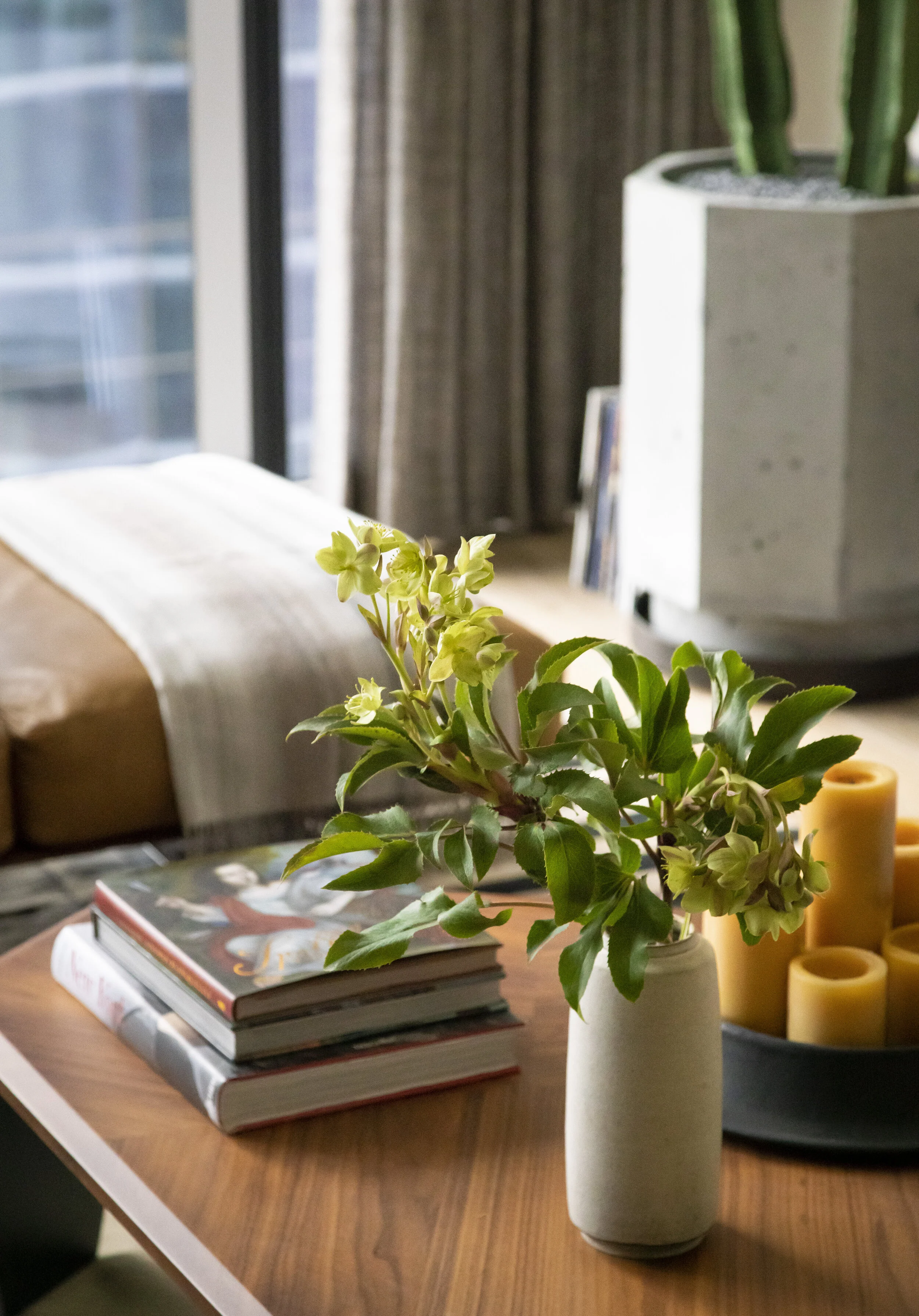  Coffee table styling detail in the Proper Residence living room by Cravotta Interiors. 
