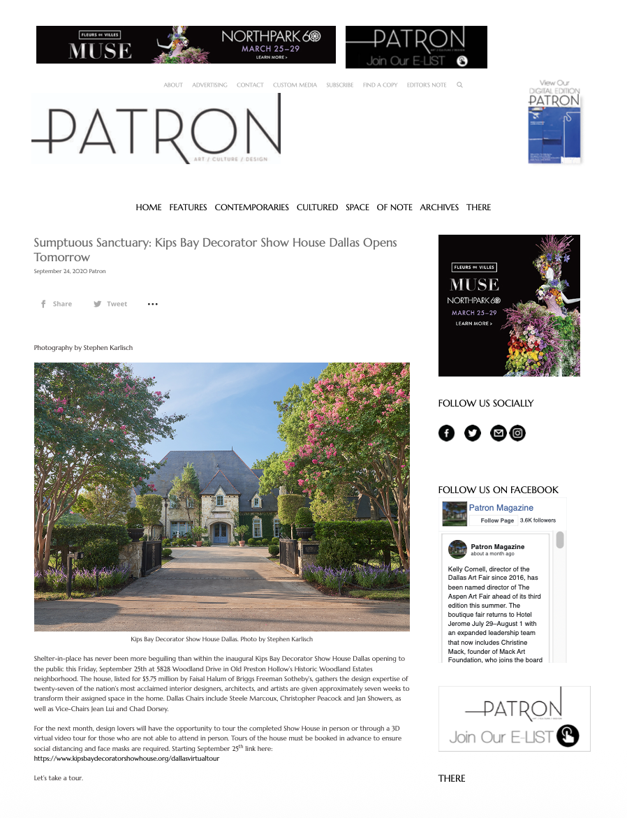 Inaugural Kips Bay Decorator Show House Dallas exterior, featured in Patron Magazine