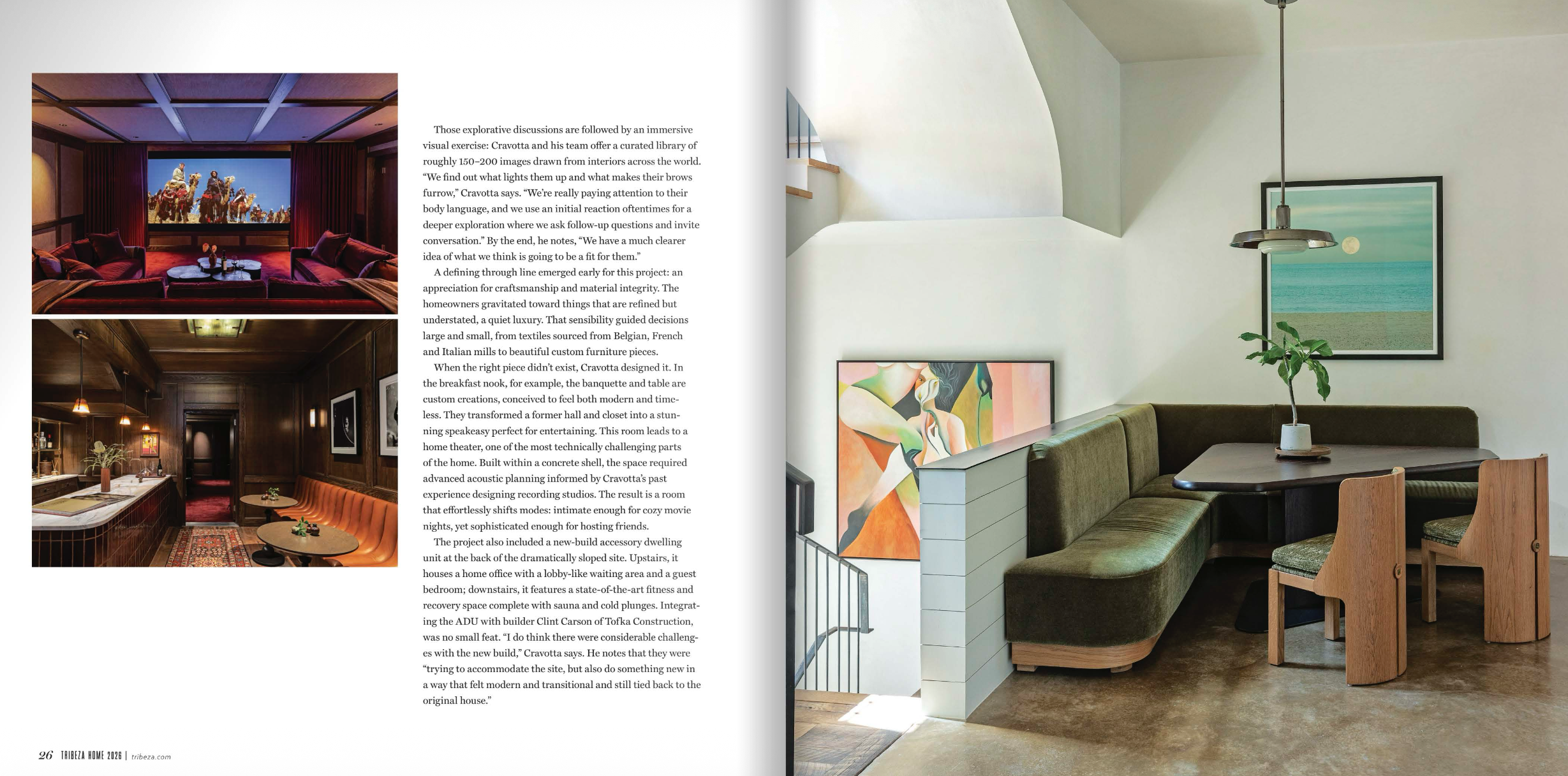 West Austin residence speakeasy, home theater, and custom breakfast banquette with RW Guild light, Cravotta Interiors, Tribeza