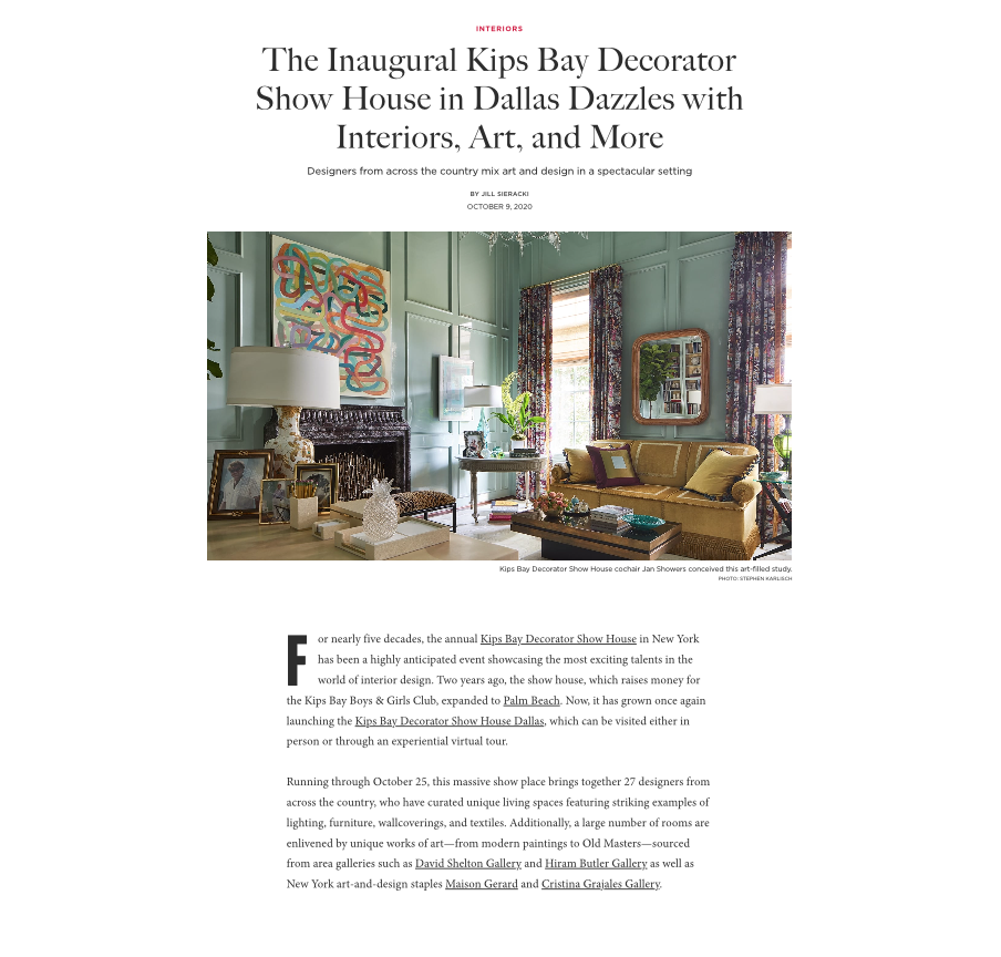 Inaugural Kips Bay Decorator Show House Dallas coverage in Galerie Magazine featuring twenty-seven designers