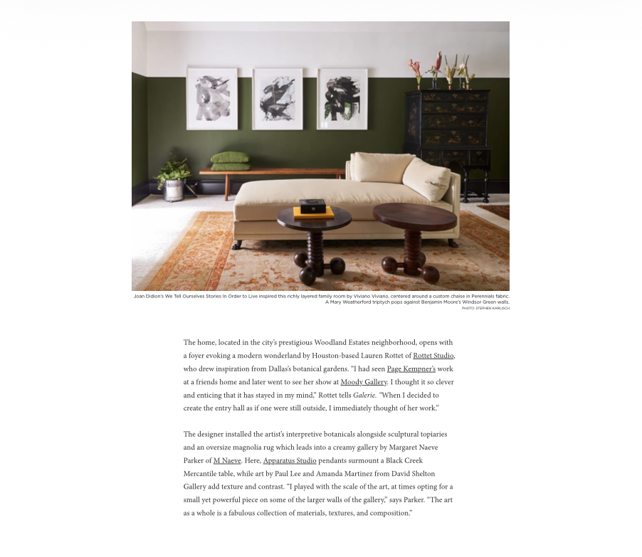 Kips Bay Decorator Show House Dallas designer rooms featured in Galerie Magazine