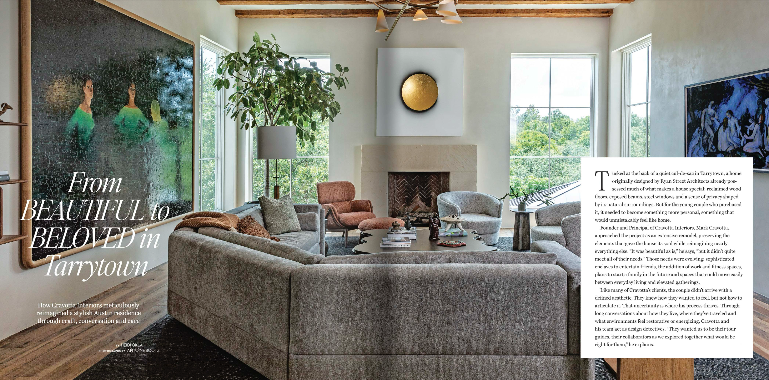 West Austin residence living room hero image by Cravotta Interiors, Tribeza cover feature, photo by Antoine Bootz