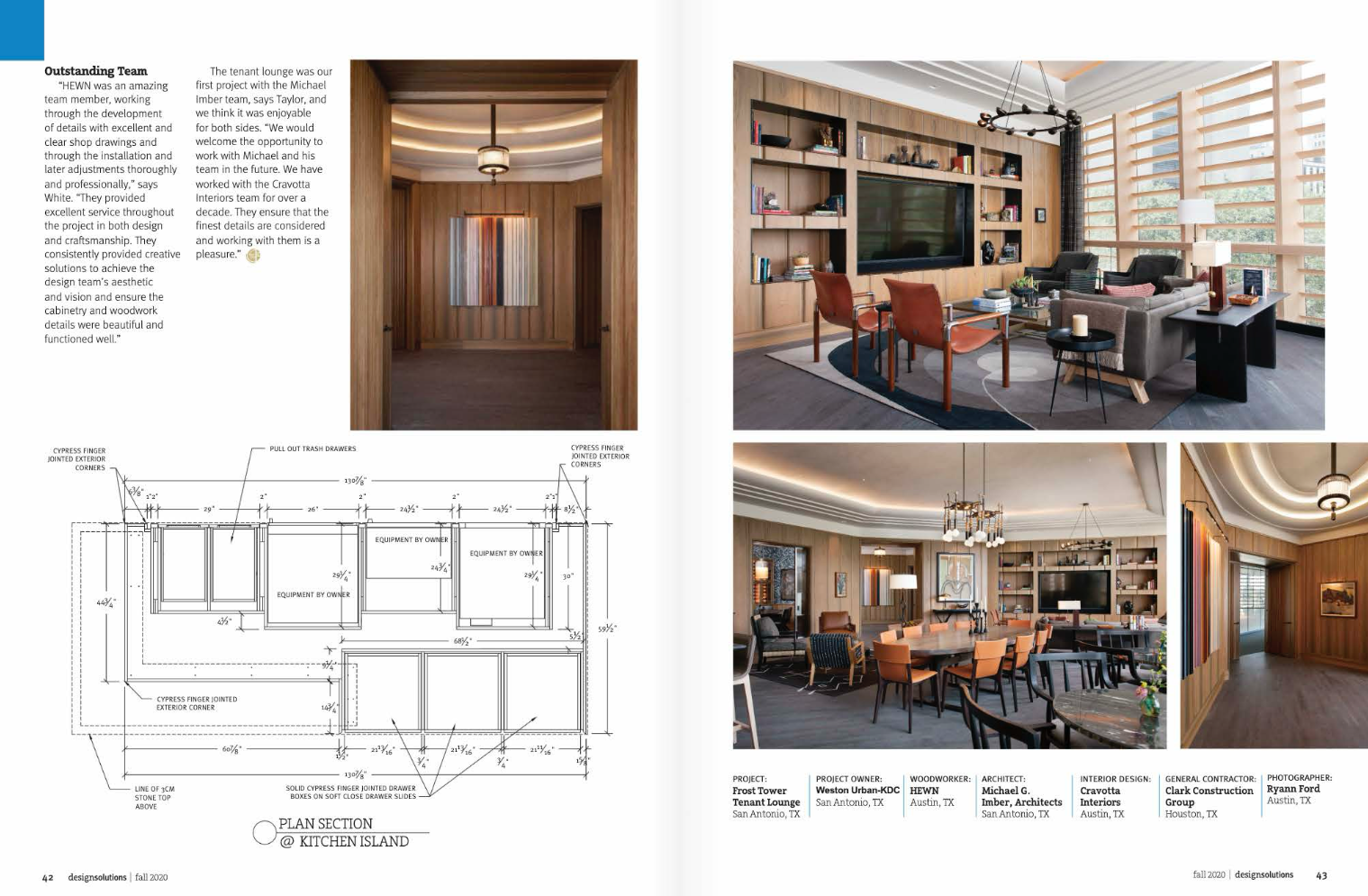 AWI Design Solutions award recognizing HEWN woodworking team collaboration on Cypress Lounge, Cravotta Interiors